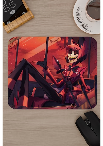 Hazbin Hotel Kaymaz Dikişli Kauçuk Oyuncu Mousepad V4 - 22x18 Gaming Mouse Pad Fare Altlığı