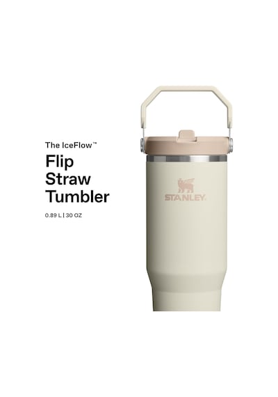 Iceflow Flip Straw Tumbler Pipetli Termos Bardak, 0.89 L, Krem