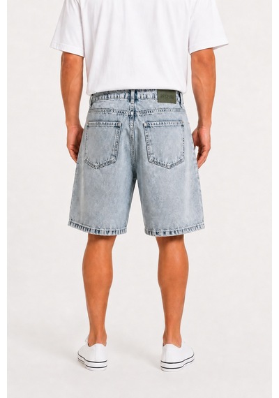 Respire Erkek Washed Jean Şort Koyu Mavi