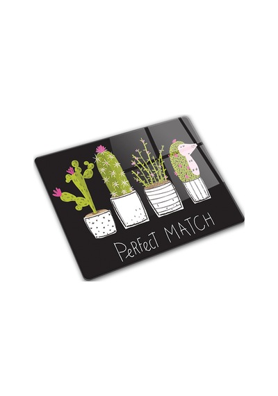Decorita Cam Kesme Tahtası | Perfect Match-Siyah Fon| 29cm x 34cm