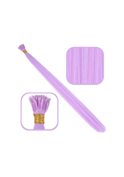 Fiber Sentetik Boncuk Kaynaklık Renkli Saç / Lila / 100 Adet Çok Renkli