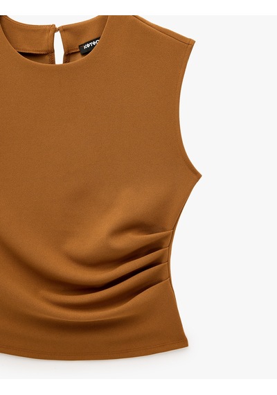 Koton Krep Scuba Slim Fit Drape Detaylı Kolsuz Bisiklet Yaka Bluz Kahverengi 7wak10037ek Kahve Koton Krep Scuba Slim Fit Drape Detaylı Kolsuz Bisiklet Yaka Bluz Kahverengi 7wak10037ek Kahve