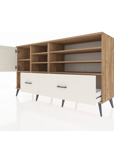 Kronos Konsol 8 Raflı 2 Çekmeceli Tek Kapaklı 176x59x99 Çam-ayta Çam-aytaşı