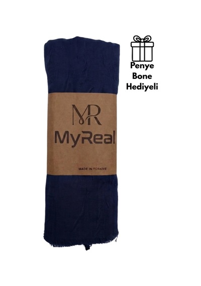 Myreal Bambu Kraş Şal Lacivert - Ütü Gerektirmeyen Doğal Doku 90x200 Cm