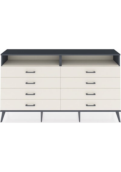 Arges Konsol 2 Raflı 8 Çekmeceli 176x30x99 Antrasit-aytaşı Antrasit-aytaşı