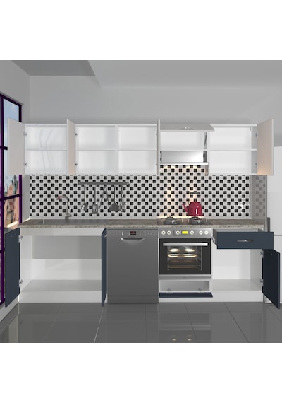 Decoraktiv Elite 280 Ankastre Fırın Modüllü Mdf Hazır Mutfak Dolabı - Tezgah Dahil - Antrasit - Buz Gri Diğer Decoraktiv Elite 280 Ankastre Fırın Modüllü Mdf Hazır Mutfak Dolabı - Tezgah Dahil - Antrasit - Buz Gri Diğer