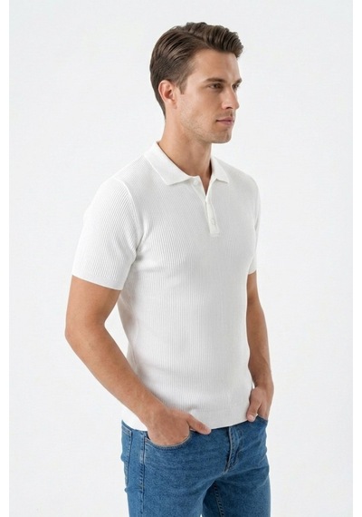 Baglan Erkek Spor Polo Yaka Triko Tişört Bgl-st05370 Beyaz
