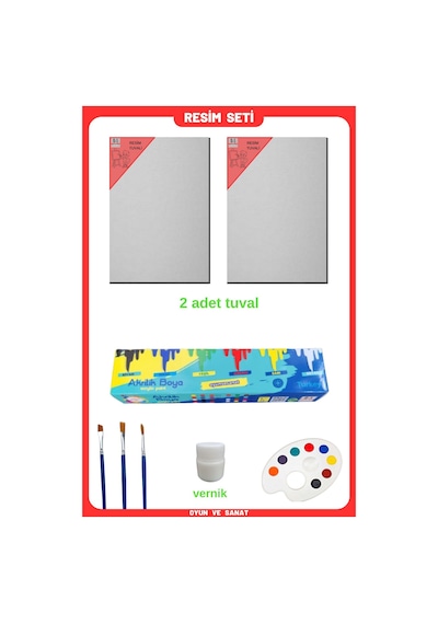 Resim Tuval Ressam Seti, Resim Başlangıç Set, Tuval Fırça Vernik Set