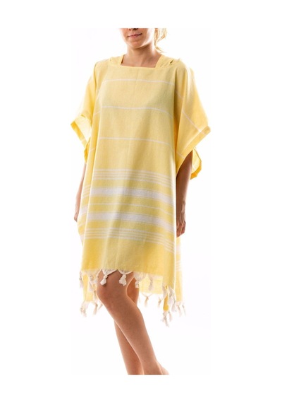%100 Pamuk Yetişkin Peştemal Panço Bornoz Plaj Havlusu Sarı L-xl Sarı