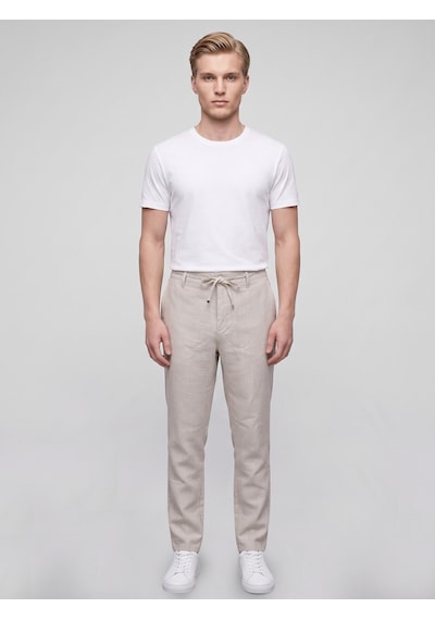 Plus Scorpion Erkek Yazlık Bağcıklı Kumaş Pantolon Slim Fit Rahat Kesim Günlük Pantolon Bej