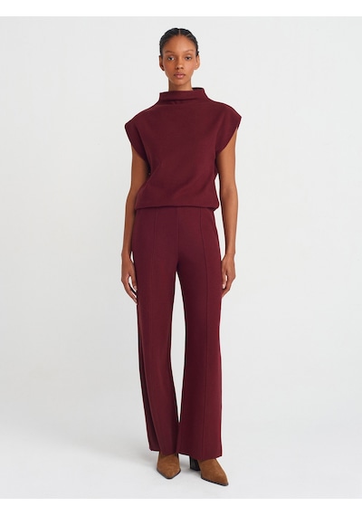 Dilvin Dilvin 71819 Yüksek Bel Pantolon Bordo