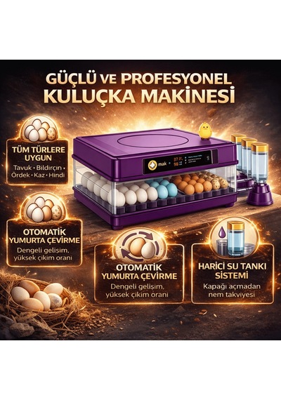 Mak 130 Yumurta Kapasiteli Tam Otomatik Kuluçka Makinesi Otomatik Çevirme