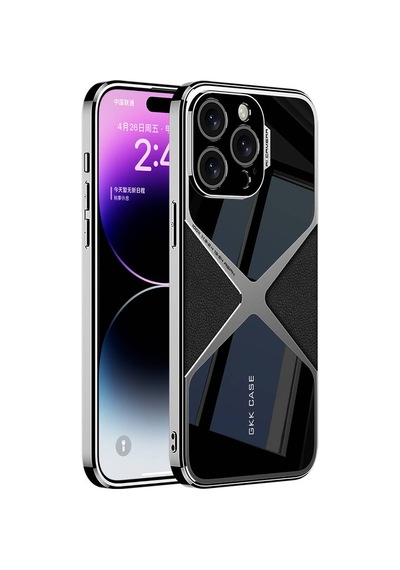 Zore Apple iPhone Uyumlu 14 Pro Kılıf Ultra İnce Kamera Korumalı Pc + Deri Arka Yüzey Omsy X-pro Kapak-siyah