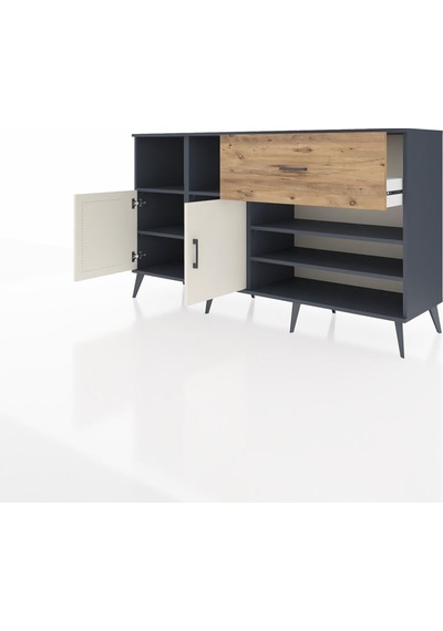 Hyperion Konsol 6 Raflı Tek Çekmeceli 2 Kapaklı 176x44x99 Antrasit-aytaşı/çam Antrasıt/aytası - Antrasıt Hyperion Konsol 6 Raflı Tek Çekmeceli 2 Kapaklı 176x44x99 Antrasit-aytaşı/çam Antrasıt/aytası - Antrasıt