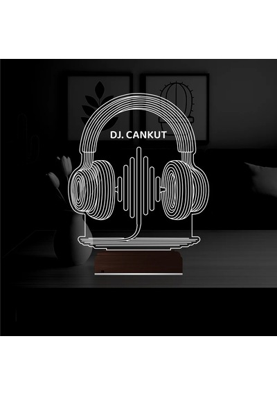 Luvivia Dj Hediye Kulaklık Müzik Kişiye Özel 3d Lamba - Masa Gece Lambası Şeffaf