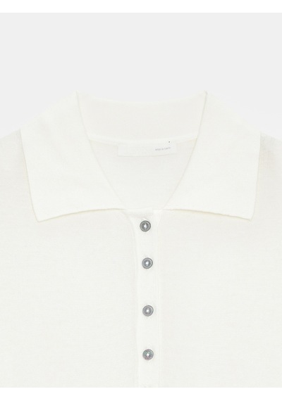 Dilvin 10874 Lyocell Karışımlı Polo Yaka Bluz-ekru
