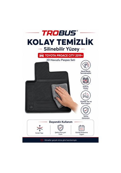 Trobus Toyota Proace City 2019 Ve Sonrası 7 Koltuk 2d Havuzlu Paspas