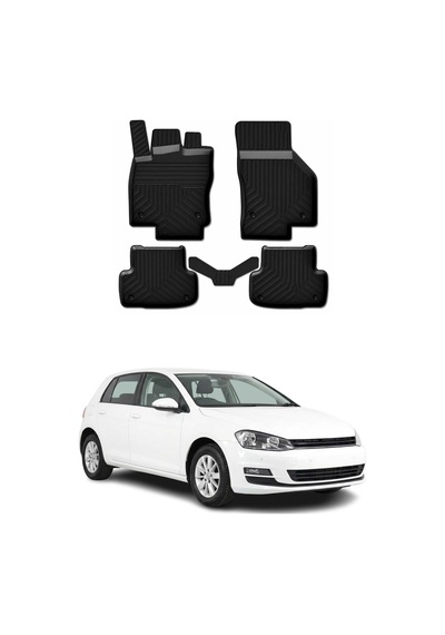 Volkswagen Golf 7 2012-2020 Uyumlu 4d Havuzlu Paspas Kauçuk Siyah 5 Parça