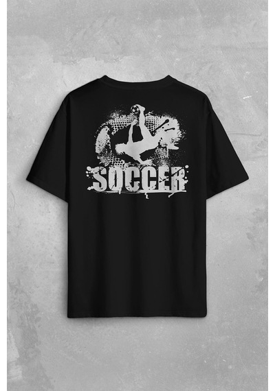 Soccer Röveşata Gol Atan Futbolcu Taktik Sırt Ön Baskılı Oversize Tişört Unisex T-shirt 001
