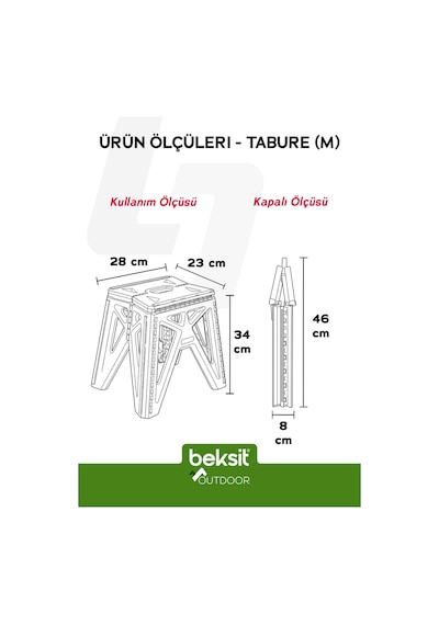 Outdoor Herkül M Katlanır Reflektörlü Tabure Haki Yeşil Yeşil Yeşil