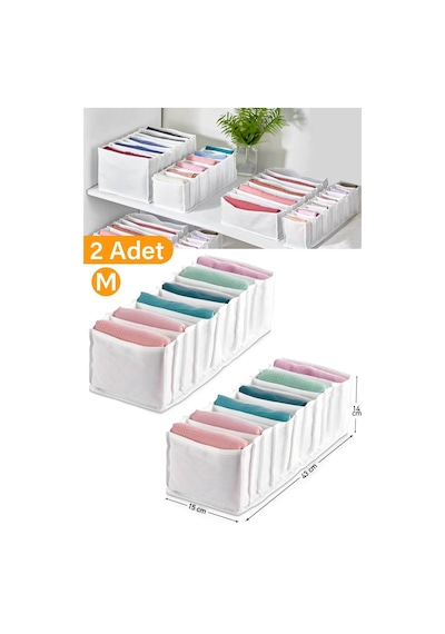 Serstil 2 Adet - Medium 11 Gözlü Çekmece Içi Düzenleyici Organizer 16 X 40 X 12 Beyaz