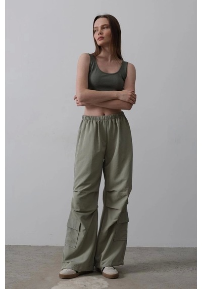 Defymoda Paraşüt Cargo Pantolon - Haki Haki