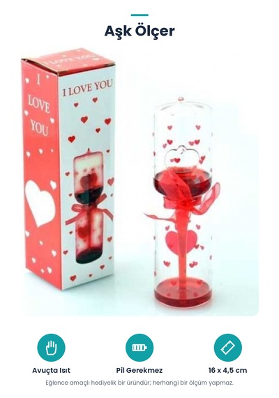 Aşk Ölçer Eğlenceli Hediyelik Ürün 16 Cm Standart