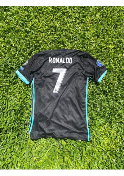 Real Madrid Ronaldo 7 Retro Futbol Forması Siyah Çok Renkli