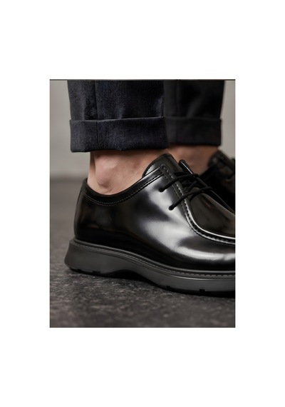 Crc Ayakkabı Siyah Rugan Görünümlü Deri Erkek Ayakkabı - Casual Smart Stil