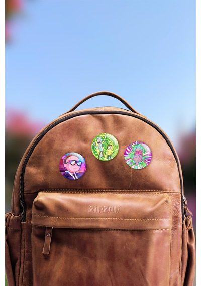 Rick And Morty Anime Animasyon Çanta Süsü Rozet İğneli Buton Rozet Seti 3 Adet Çok Renkli