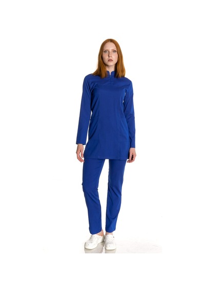 Saks Mavi Soft Likra Tesettür Takım