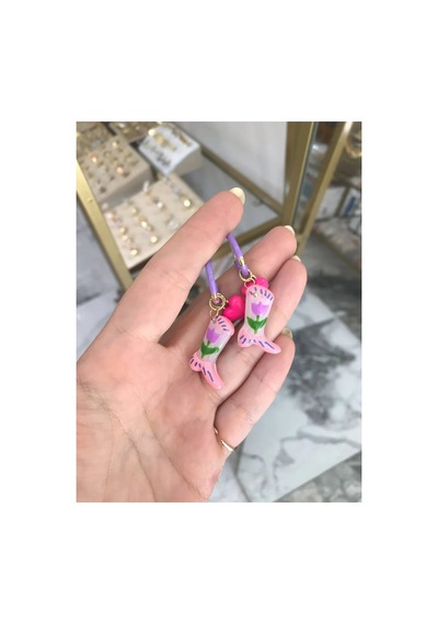 Ayakkabı Charm'lı Model Küpe Çok Renkli