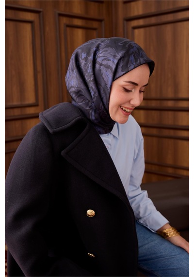Silk Home Twill Ipek Eşarp 11485-65 Koyu lacivert