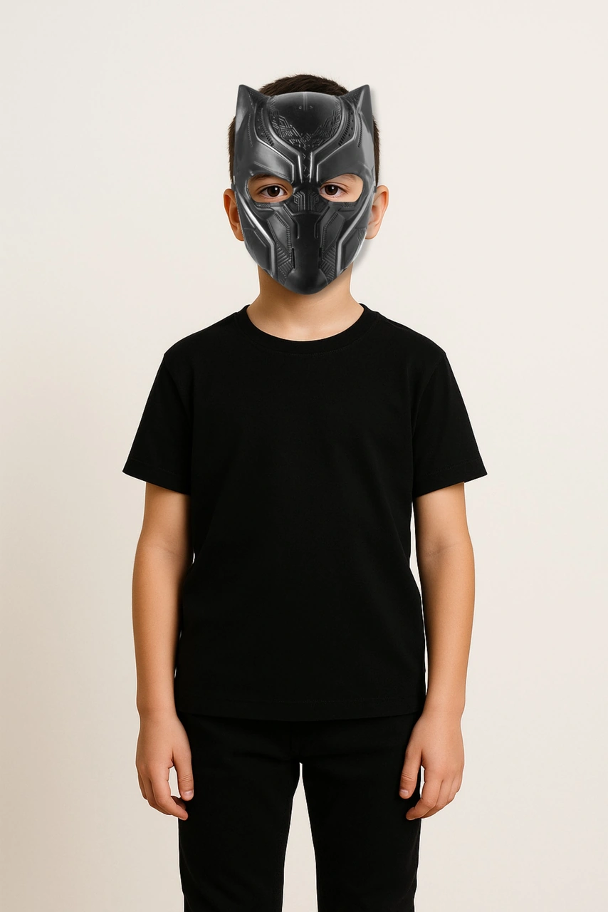 Black Panther Süper Kahraman Maskesi Çocuk Kostüm Aksesuarı - 4-10 Yaş