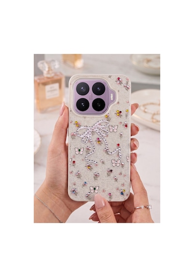 Xiaomi Mi 17t Pro Taşlı Desenli Fiyonk Silikon Kılıf Gri