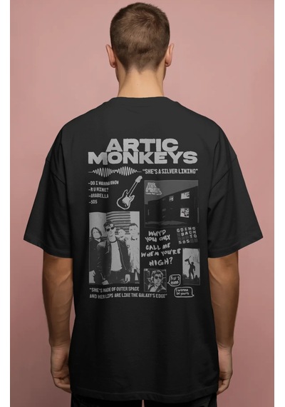Arctic Monkeys Rock Metal Müzik Grubu Baskılı Unisex Oversize Pre Siyah