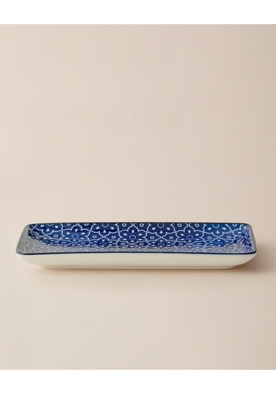 Reve Bleu Mais Dikdörtgen Tabak - 22 Cm - Mavi/beyaz 8684427225332 Çok Renkli