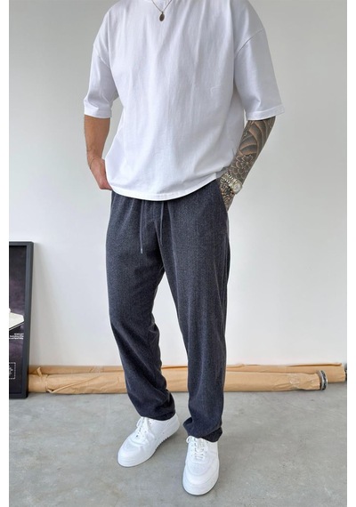 Lacivert Fitilli Basic Relaxed Pantolon