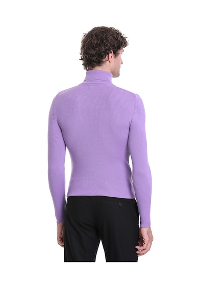 Hatemoğlu Lila Slim Fit Fitilli Balıkçı Yaka Yünlü Triko Kazak 34232023a01 Lila