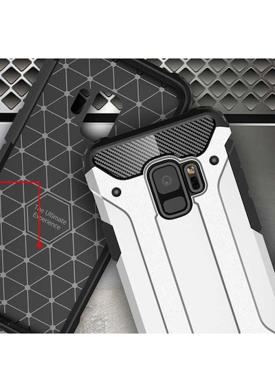 Noktaks - Samsung Galaxy Uyumlu S9 - Kılıf Çift Katman Zırh Tank Crash Military Kapak - Kırmızı