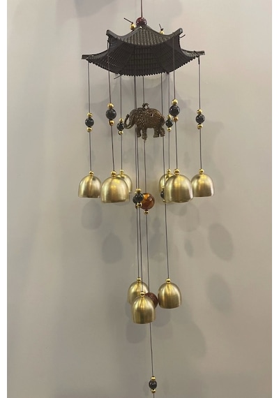 Deprem Zili Çanı Duvar Rüzgar Çanı Zili Feng Shui Ejderha Yılı Metal Borulu Fil Pagoda Objeli