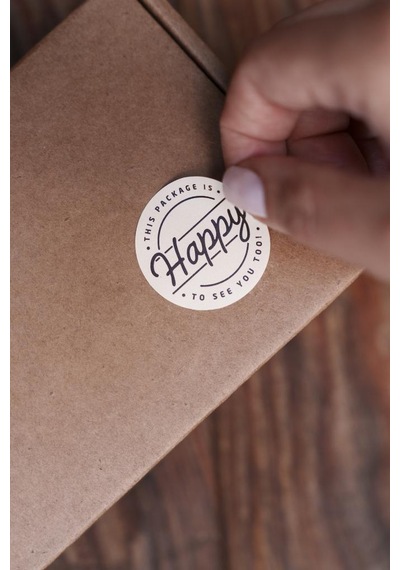 Rufus Concept This Package İs Happy To See You Too Dairesel Etiket 100 Adet Beyaz