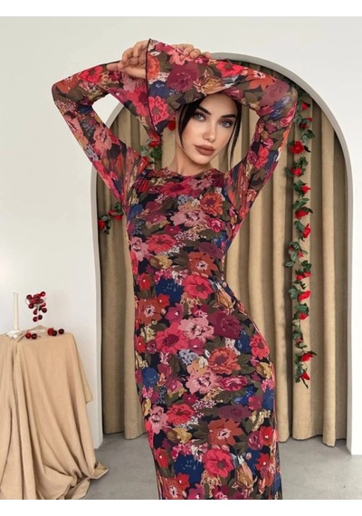 Modayakamoz Eyesof Bell Tül Elbise Çok renkli