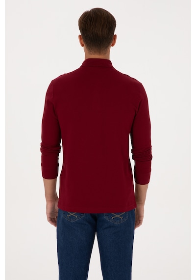 U.S. Polo Assn. Erkek Regular Fit Polo Yaka Bordo Basic Sweatshirt 50315941-VR014