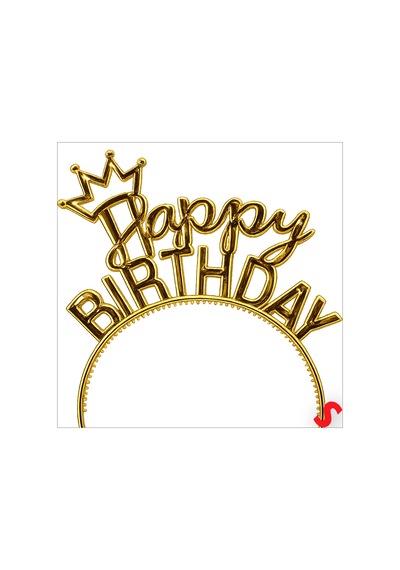 Taçlı Happy Birthday Plastik Taç - Altın 0-99