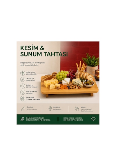 Bambu Kesim Ve Sunum Tahtası Idikdörtgen, Yükseltili Demonte Ahşap Servis Standı Ve Kesim Tahtası 34 22 6,5cm Kahverengi1 Bambu Kesim Ve Sunum Tahtası Idikdörtgen, Yükseltili Demonte Ahşap Servis Standı Ve Kesim Tahtası 34 22 6,5cm Kahverengi1