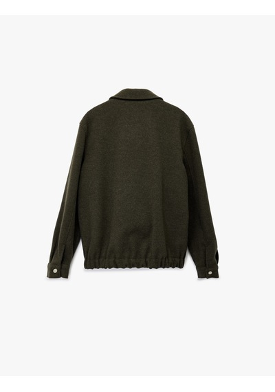 Koton Regular Fit Cepli Gömlek Yaka Fermuarlı Kaşe Ceket Haki 6wam20058hk