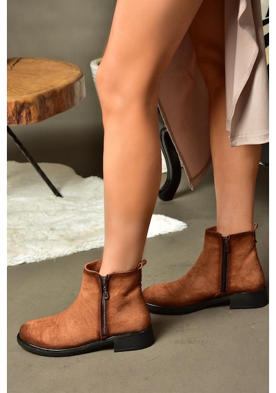 Fox Shoes R374050402 Taba Süet Alçak Tabanlı Kadın Bot Taba Fox Shoes R374050402 Taba Süet Alçak Tabanlı Kadın Bot Taba