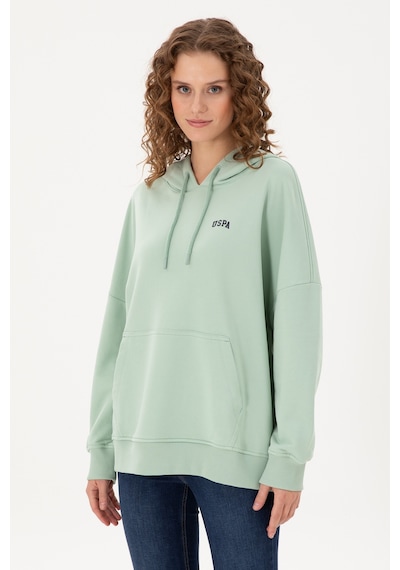 U.S. Polo Assn. Kadın Su Yeşili Kapüşonlu Basic Sweatshirt 50297324-VR048