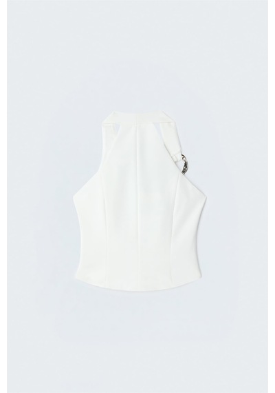 Sateen Aksesuar Detaylı Bluz - Ekru-137445